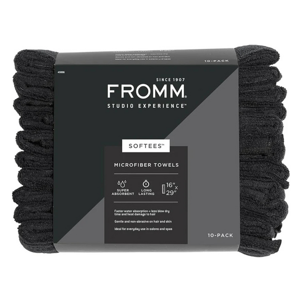 FROMM Softees Black Microfiber Towels 10-pack