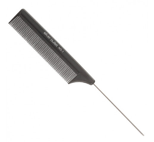 Silver Bullet Carbon Metal Tail Hair Comb