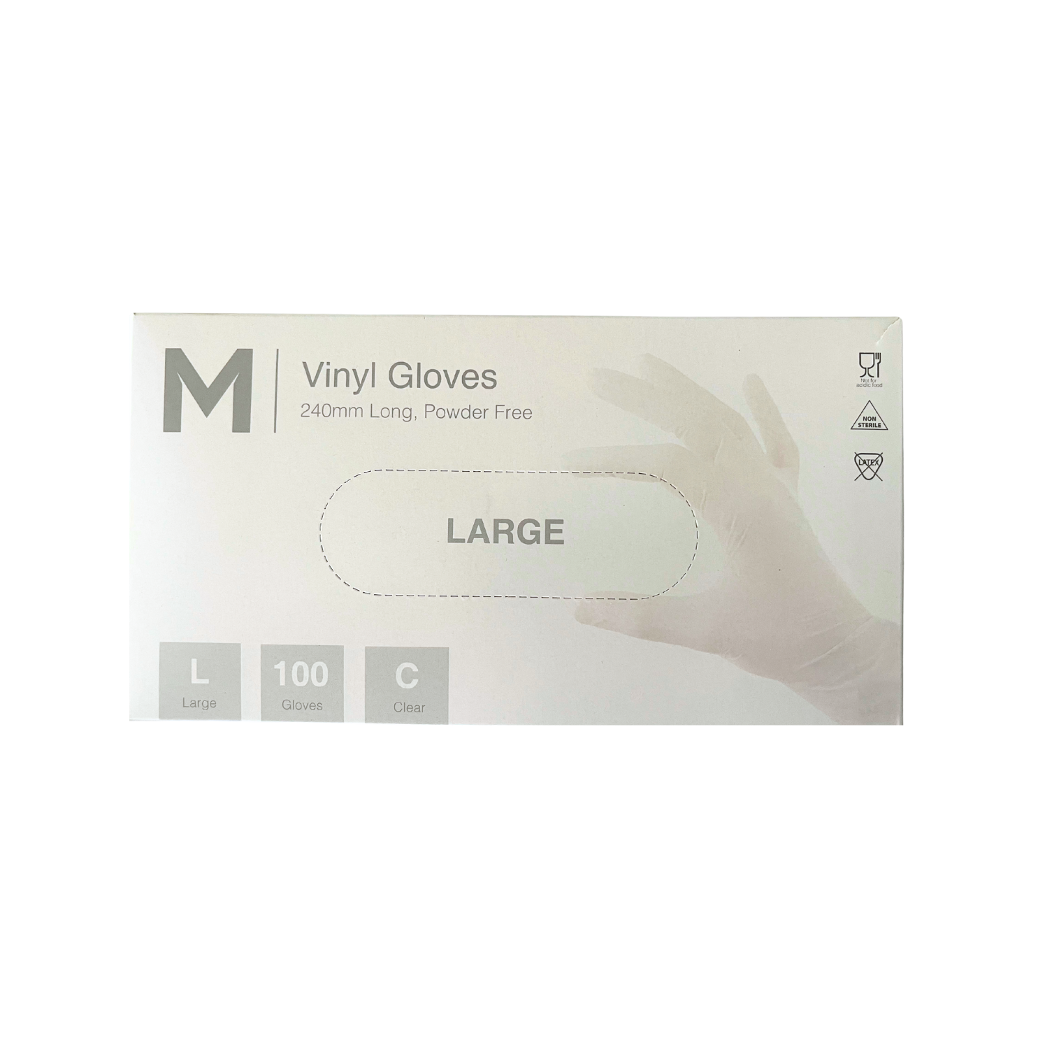 Vinyl Gloves Large - 100 Gloves